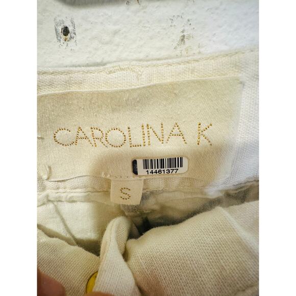 CAROLINA K Off-White Black Floral Abstract Design Zai Button Fly Trousers Size S - Picture 7 of 15